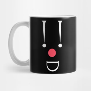 Clown, white exclamation marks and a red nose Mug